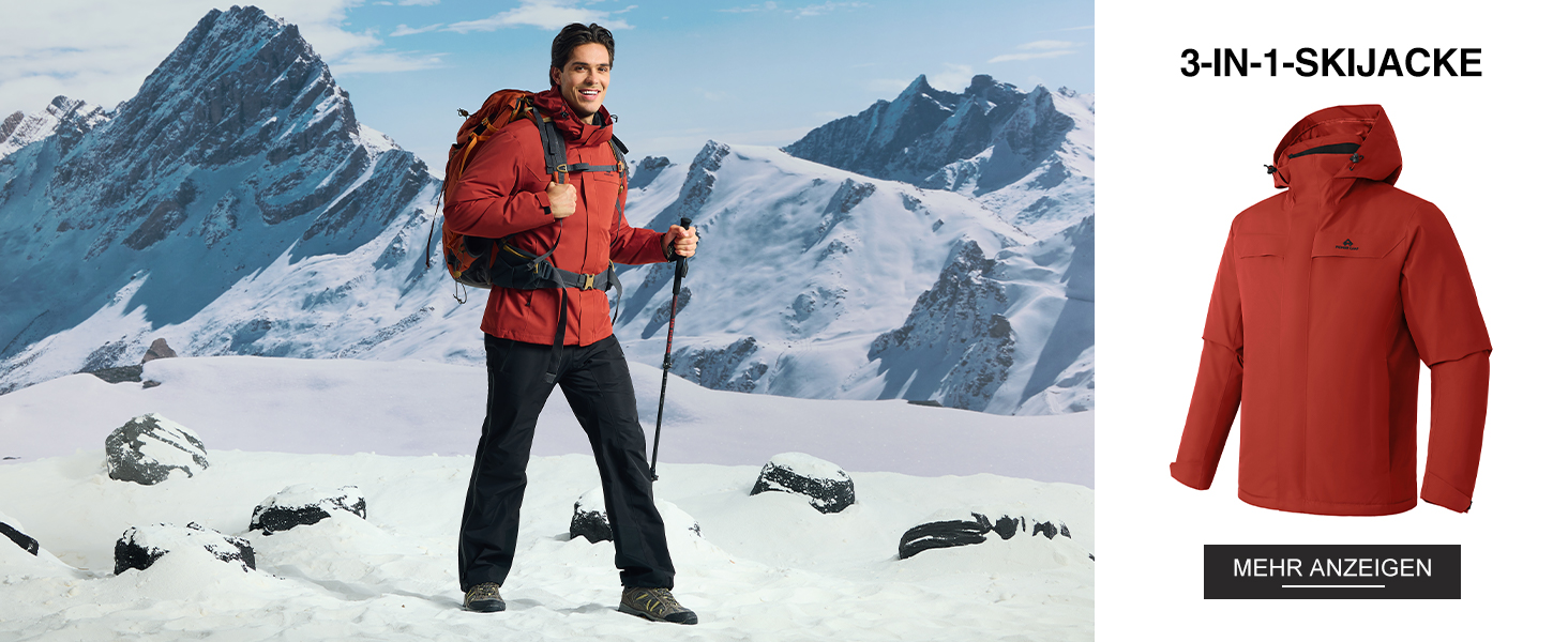 Жіноча зимова куртка Pioneer Camp 3 в 1 – гірськолижна куртка, сноуборд куртка, водонепроникна, дихаюча, з бавовняною підкладкою, Vermilion Red, XL