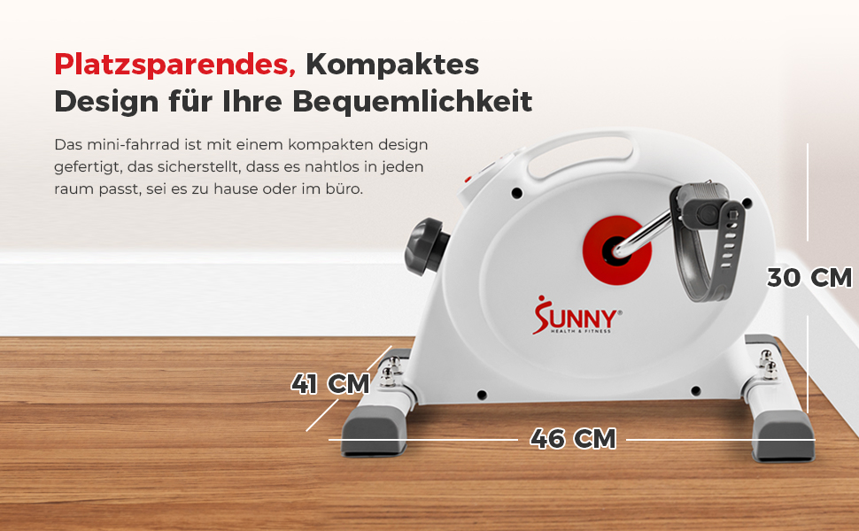 Магнітний міні-велотренажер Sunny Health & Fitness Smart — компактний педальний тренажер під стіл для літніх людей та кардіо-тренувань вдома (Білий)