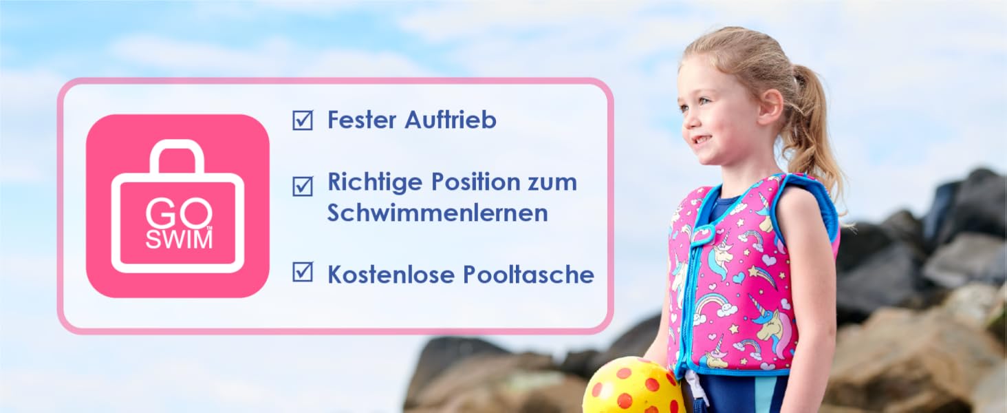 Дитячий жилет для плавання Go Swim Fab Flamingos L (3-6 років, 19-30 кг) з безкоштовною сумкою для плавання