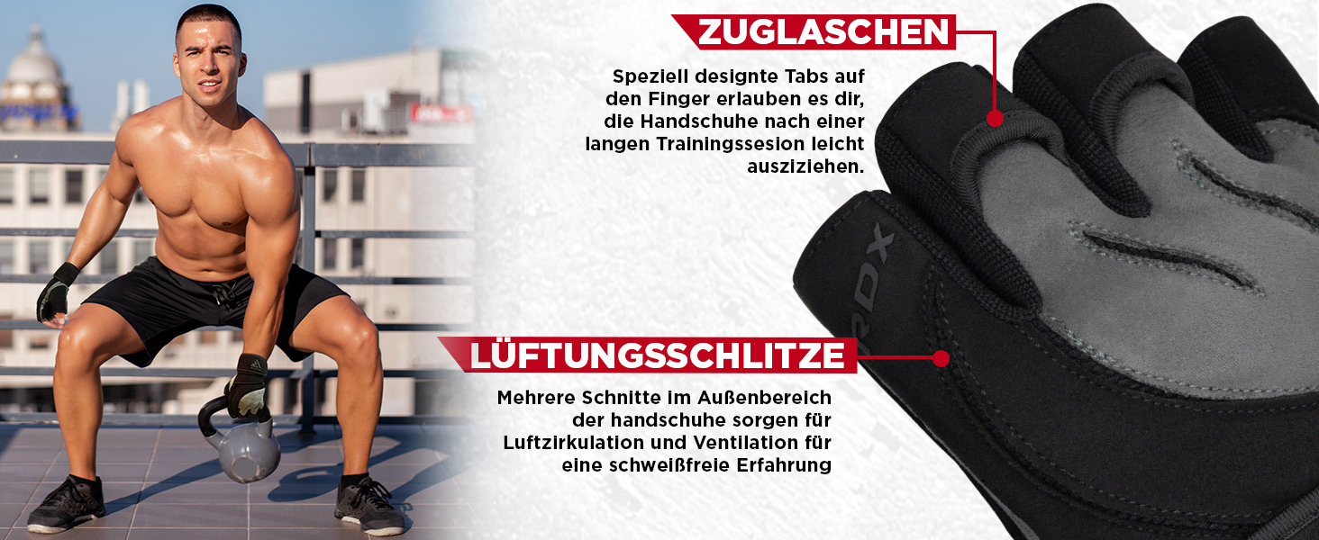 Фітнес рукавички RDX для чоловіків та жінок, рукавички для тренувань, силових вправ, захист зап'ястя, нековзкі, для залу, бодібілдингу, важкої атлетики, кроссфіту, підтягувань, силового спорту, сірі, XL