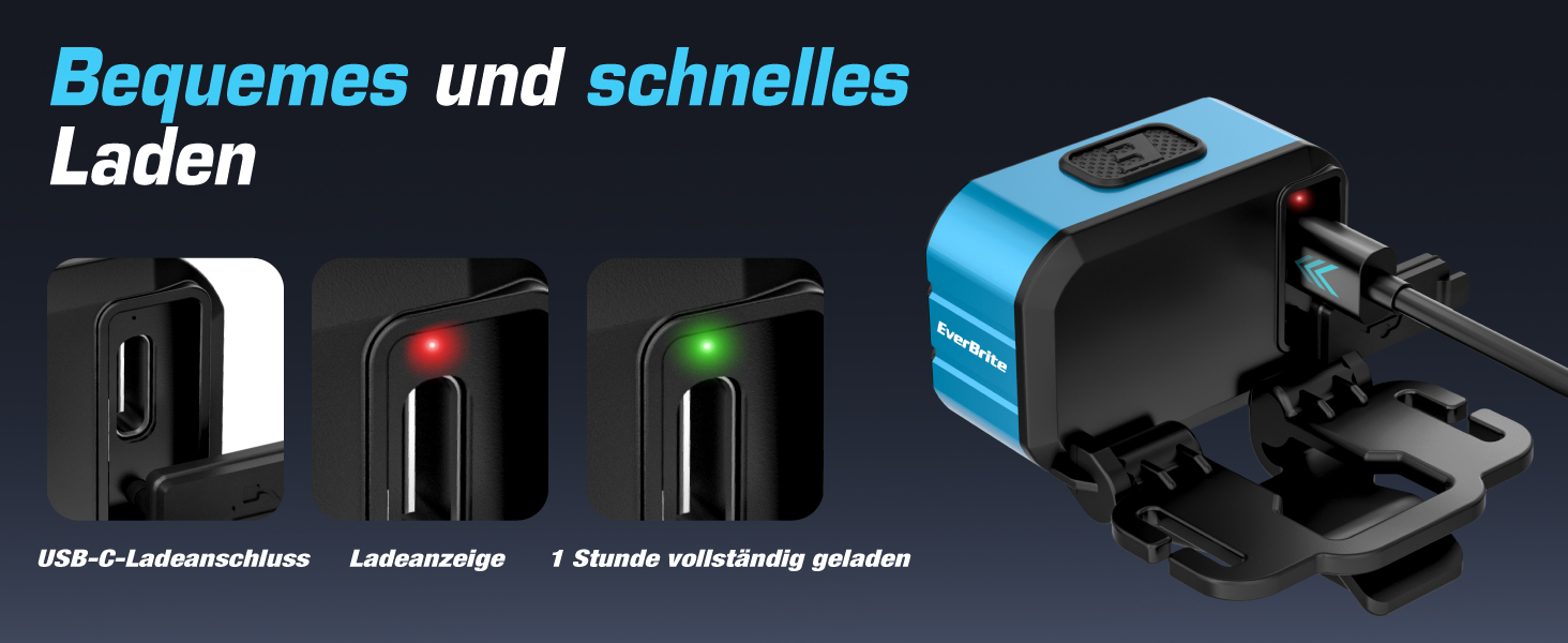 EverBrite LED налобний ліхтар: перезарядна, 45г, IP67, 7 режимів, червоне та зелене світло. Ідеально для бігу, походів, кемпінгу