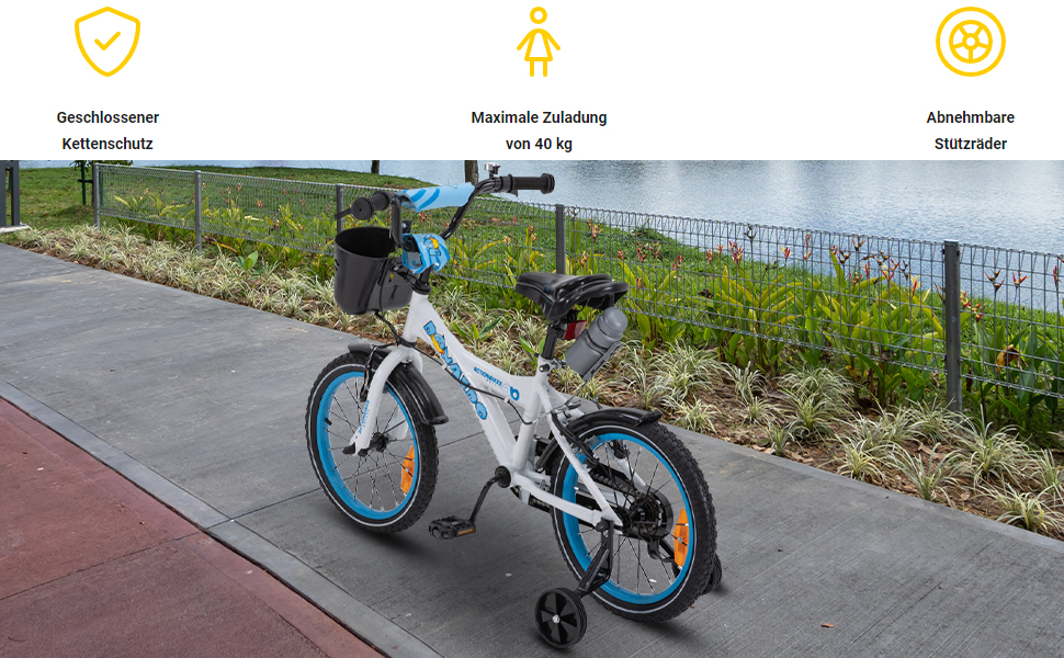 Дитяче велосипед Donaldo 16 дюймів | 12, 16, 20 дюймів | V-Brake гальма | для дітей 2-9 років | з брудозахистом