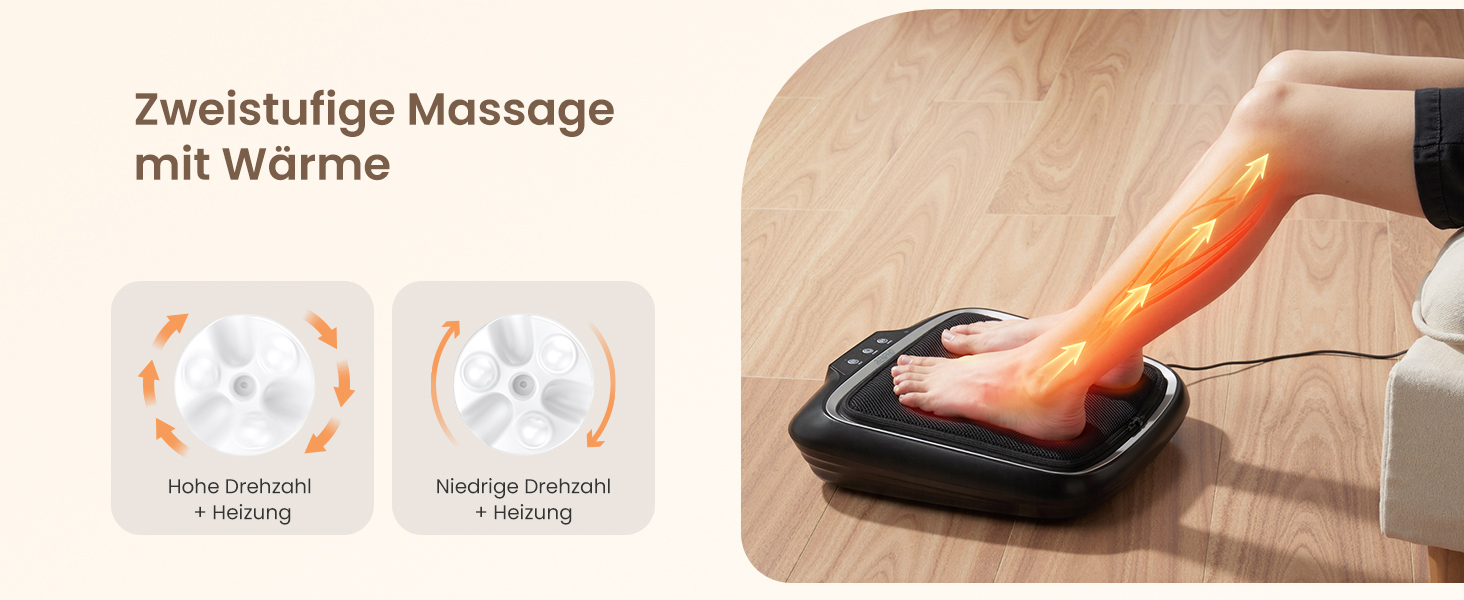 Масажер для ніг RENPHO з підігрівом, Shiatsu, електричний, 18 масажних роликів, для фасціїту п'ят, подарунок для жінок та чоловіків, розмір до 47, FM062