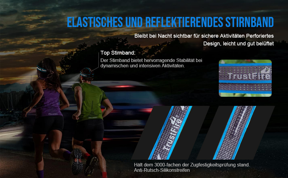 Ліхтар налобний LED TrustFire MC18, 1200 люмен, водонепроникний, 5 режимів, з регульованим наголов'ям (червоний)