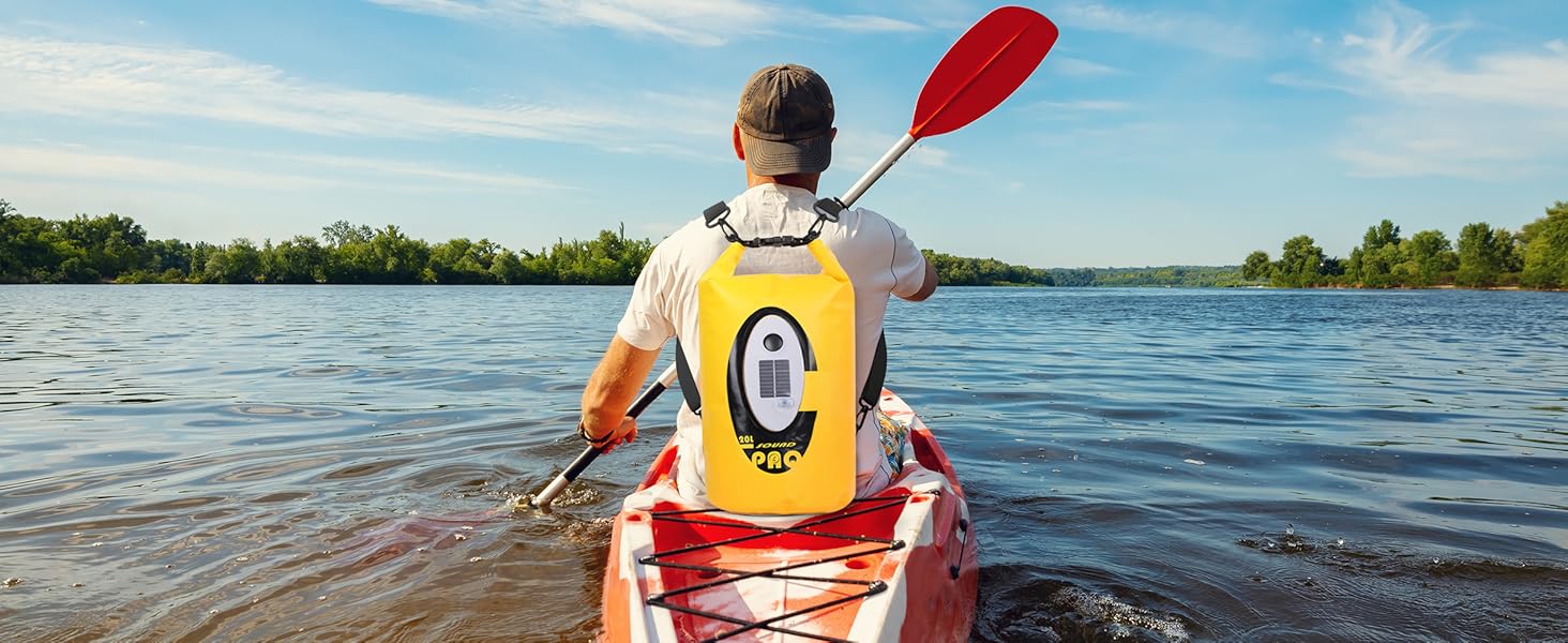 Водонепроникний рюкзак Qoolife з Bluetooth-динаміком 20L (жовтий)