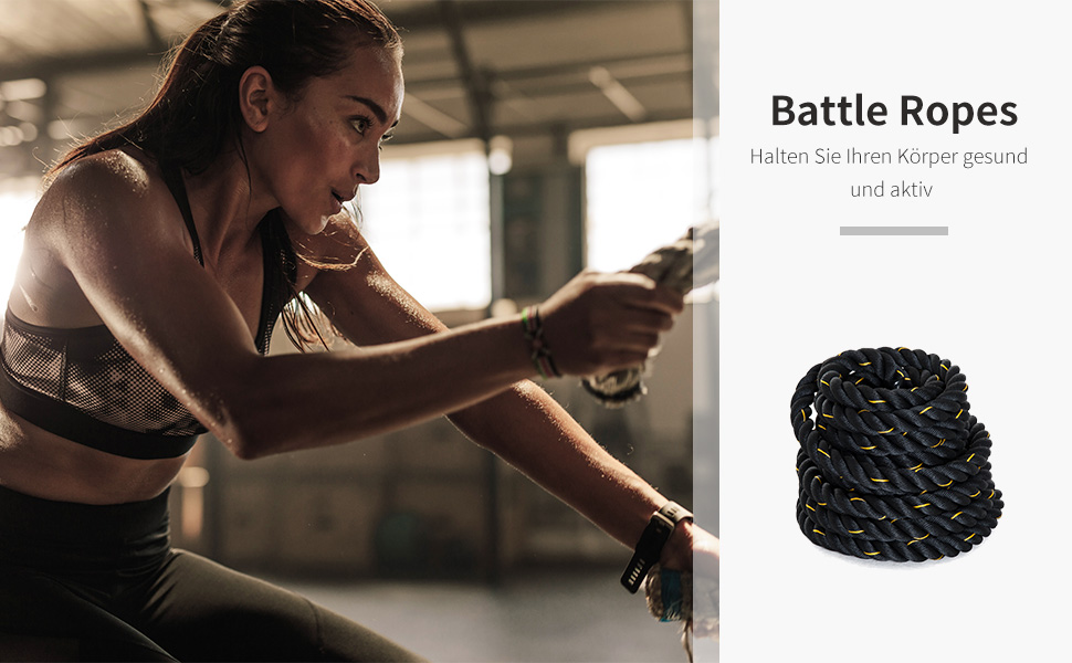 Тренажерська мотузка HOMCOM для силових тренувань, Ø38 мм, 9 м, чорно-жовта