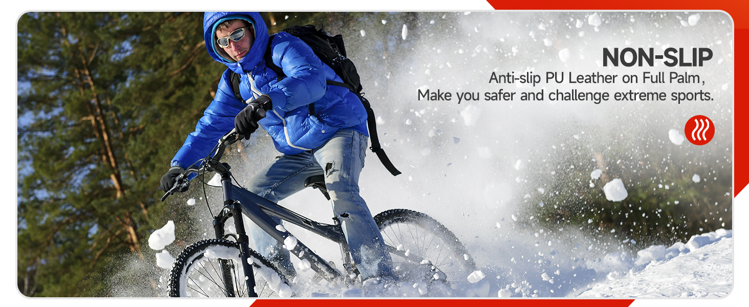 Рукавички PUIOU для чоловіків та жінок, теплі зимові рукавички для велосипеда, спортивні рукавички з сенсорним екраном, чорні (L)