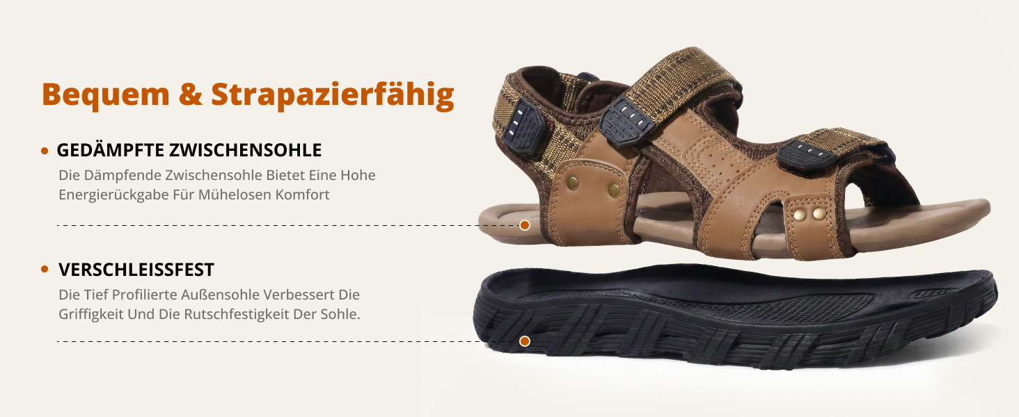Чоловічі сандалі для активного відпочинку та туризму Khaki Leder, 47 EU - Водонепроникні шкіряні сандалі