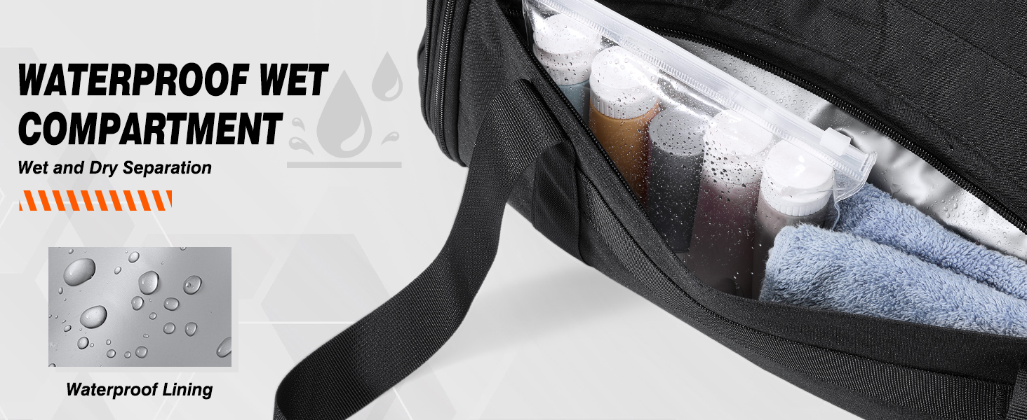 Спортивна сумка RAINSMORE 40L, водонепроникна, з відділенням для взуття, для чоловіків та жінок, чорна