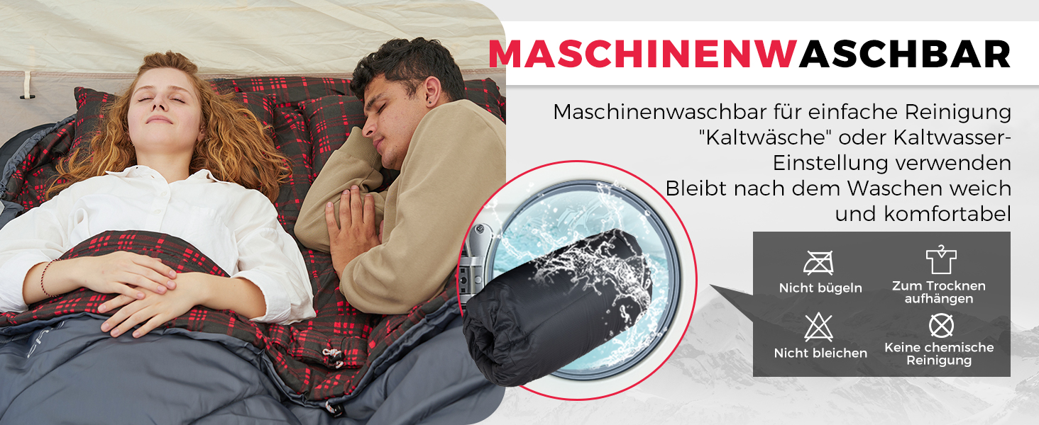 Сплячий мішок KingCamp для 2 осіб з фланелі, зимовий, 3-4 сезони, з подушками, для кемпінгу та відпочинку на природі (сірий)