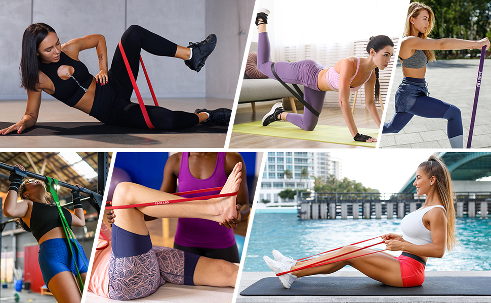 Набір еластичних стрічок для фітнесу та реабілітації (11 шт.) з дверним кріпленням та ручками
