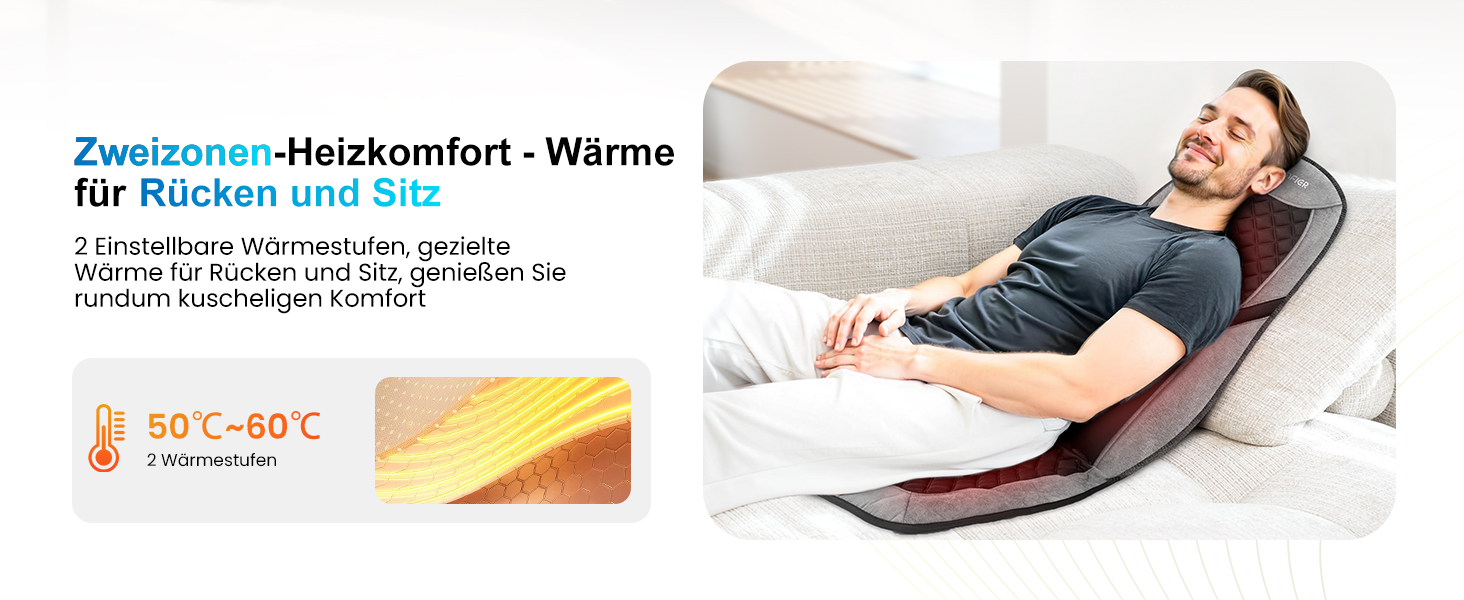 Масажний килимок Comfier з підігрівом та регульованою поперековою підтримкою, вібруючий масажний сидіння, масажер спини для зняття втоми спини, подарунок для жінок, чорно-сірий