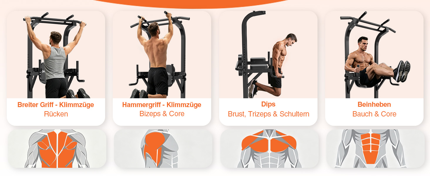 Силовий комплекс DH FitLife Power Tower: турнік, бруси та стійка для віджимань, регульована висота до 222 см, сталевий профіль 50х50 мм, навантаження до 300 кг, тренажер для дому 2026 Pro