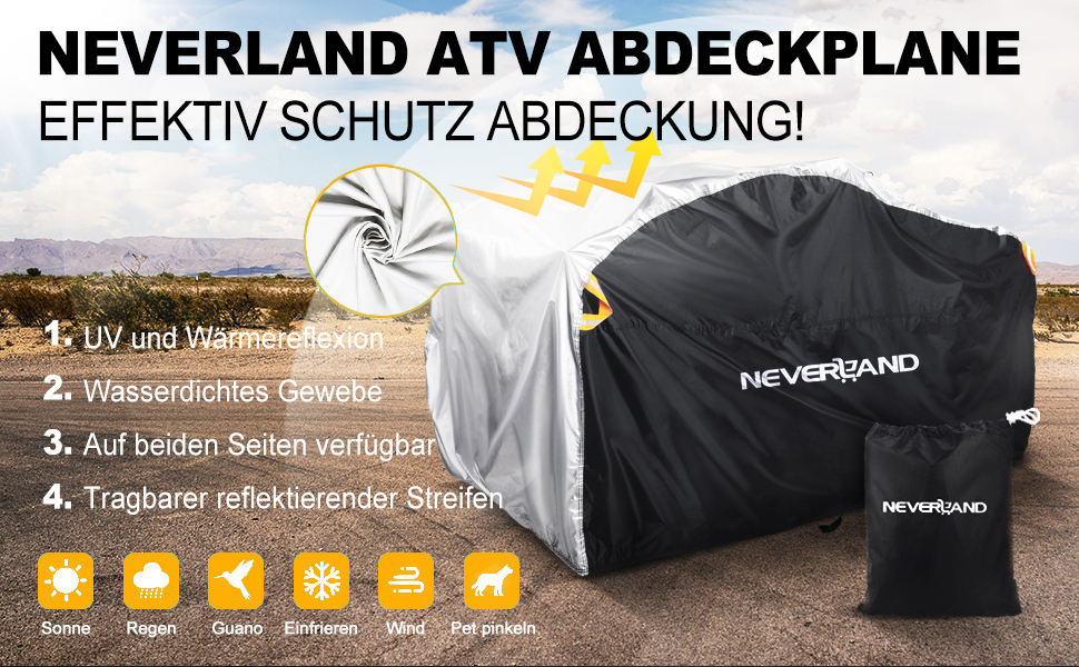 Водонепроникний чохол для квадроцикла Neverland Quad Abdeckplane XXXL (256x110x120 см) - Чорний, Срібний, Червоний