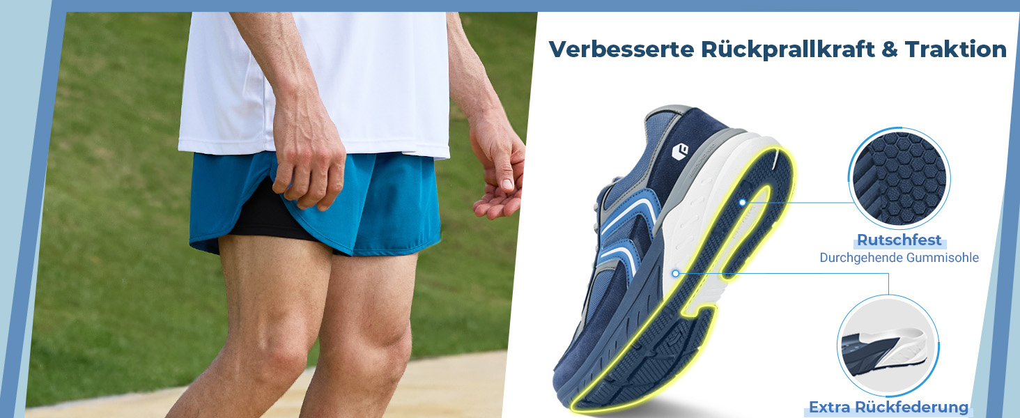 Кросівки FitVille для чоловіків з широкою стопою. Полегка амортизація, дихаючі матеріали, для бігу та занять спортом на відкритому повітрі. Розмір 40 EU, колір: темно-синій з сірим.