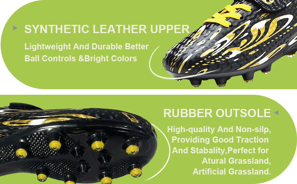 Дитячі футбольні бутси для хлопчиків та дівчаток. Професійні футбольні бутси з шипами для тренувань. Розмір 29 EU, чорний та золотий колір.
