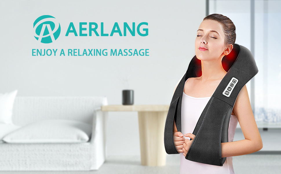 AERLANG Масажер для шиї та плечей 4D, глибокотканинний, для спини, дому, офісу, авто, ідеальний подарунок для жінок і чоловіків