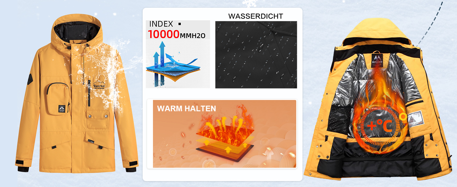 Сніговий костюм HOUZONIY для чоловіків, жовто-чорний, дихаючий, вітронепроникний, з капюшоном, для катання на лижах та сноуборді