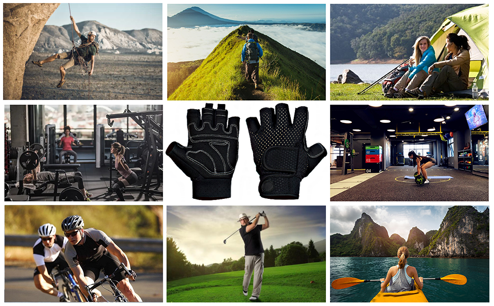 Фитнес рукавички для чоловіків та жінок, тренувальні рукавички для залу, силових тренувань, важкої атлетики, греблі та велоспорту, чорний, розмір M