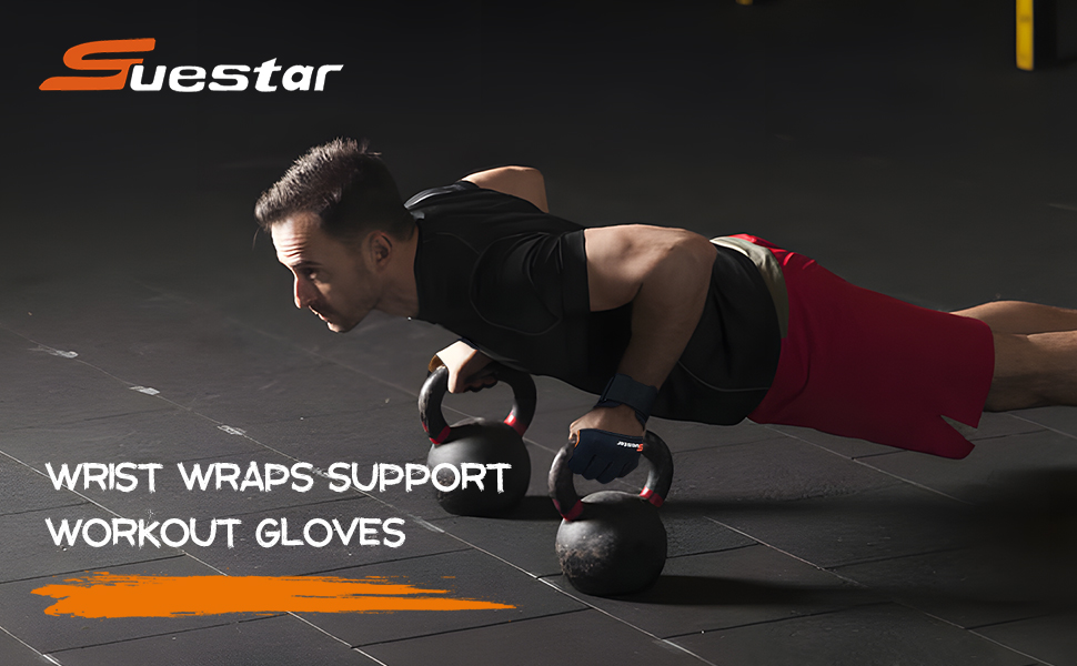 Фитнес рукавички SueStar для силових тренувань з підтримкою зап'ястя, повний захист долоні та силіконовими накладками, для важкої атлетики, станової тяги та вправ