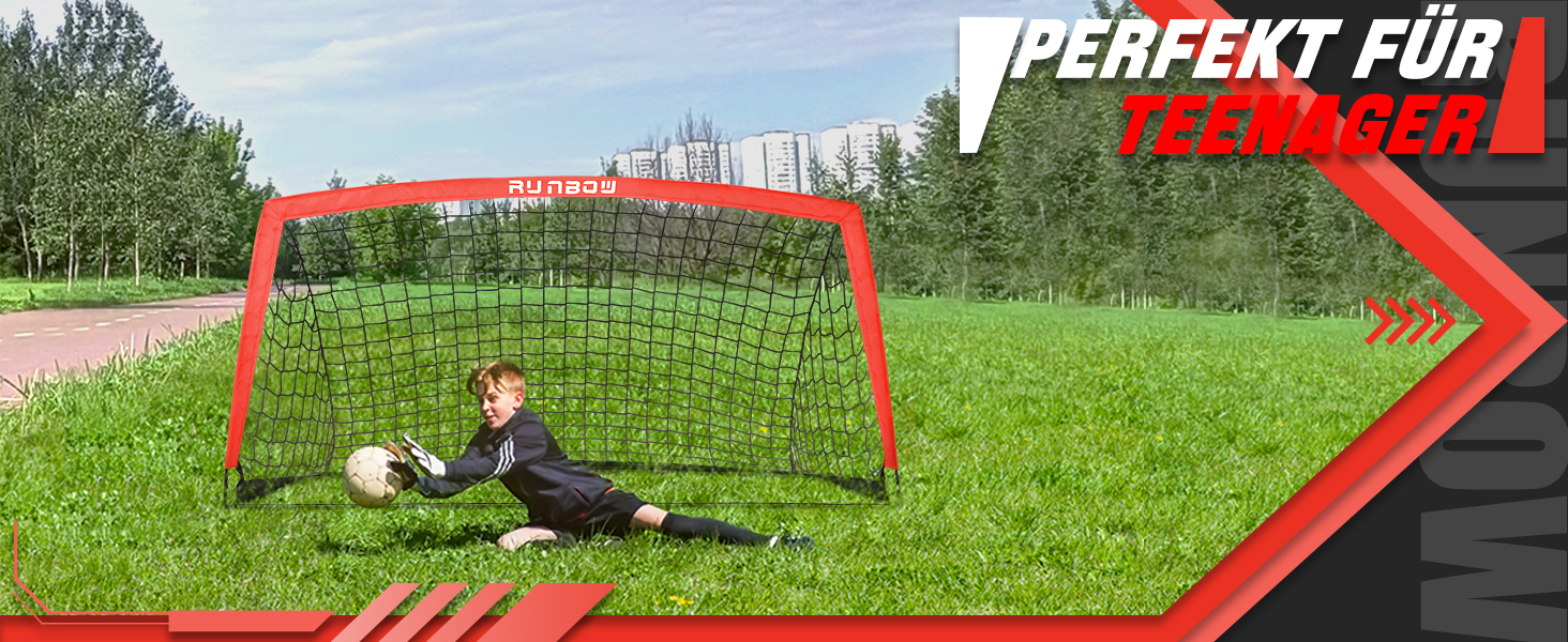 Дитячі ворота для футболу RUNBOW 1,8 x 1,2 м, переносні, з сумкою (2 шт., червоні)