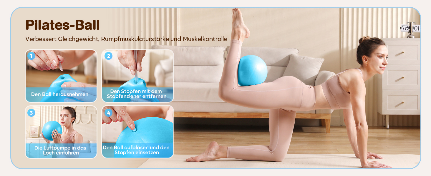 Набір для пілатесу 13 шт: кільце 13', м'яч 10' та еластичні стрічки для жінок вдома. Комплект обладнання для пілатесу для початківців, стрічки та аксесуари (блакитний)