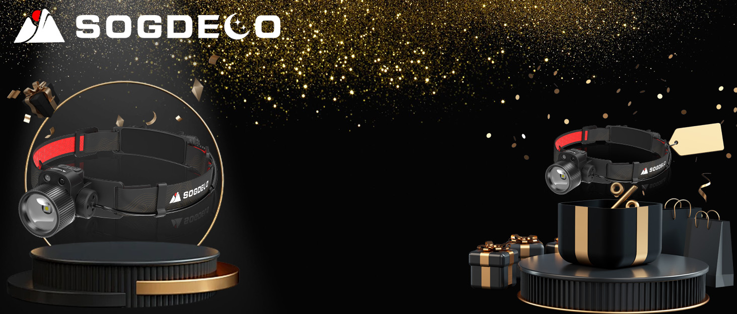 Ліхтар на лоб LED Sogdeco 5000 люмен, акумуляторний, IP68, сенсор, червоне світло, для кемпінгу та виживання