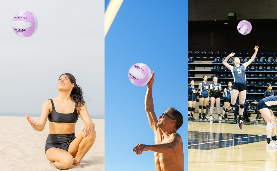 Волейбольний м'яч офіційний розмір 5, комплект з м'яким м'ячем для гри в приміщенні, на вулиці, на пляжі, тренувальний інвентар для волейболу та басейну, фітнес-зал, зелено-білий (фіолетовий/білий)