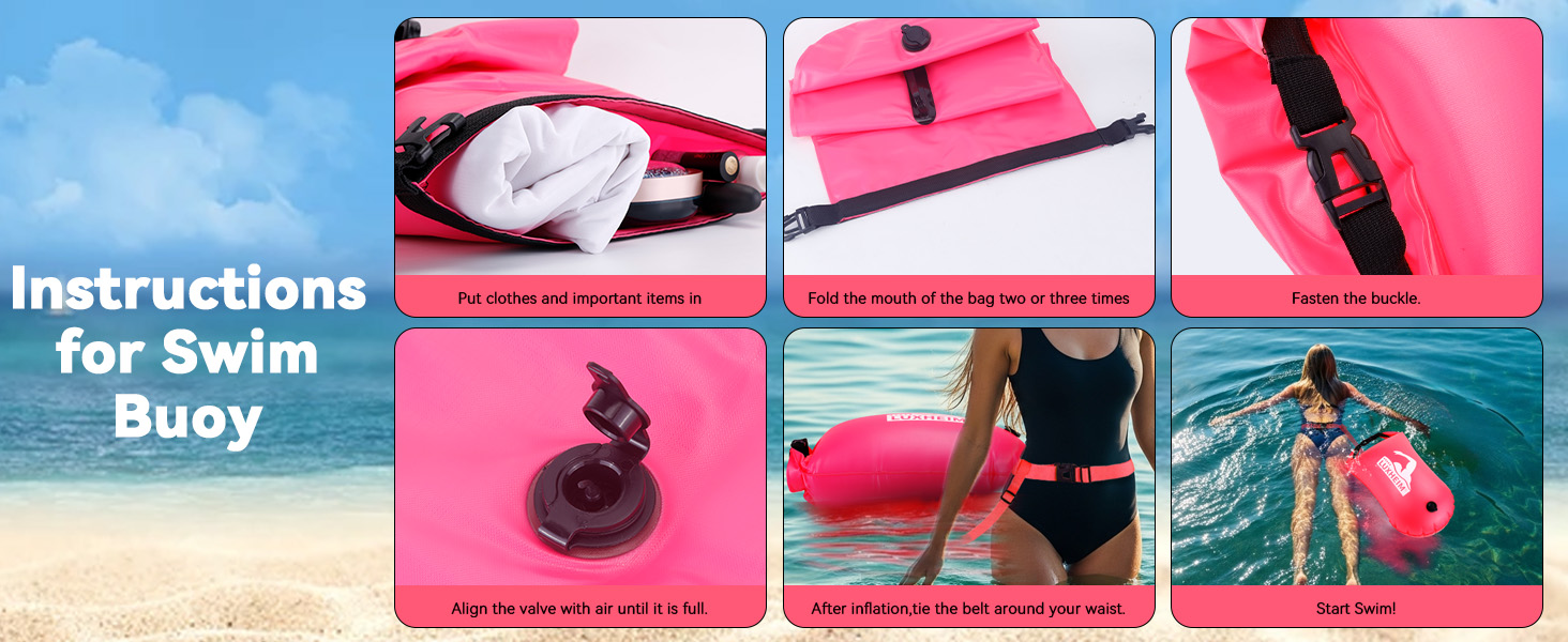 Буя для плавання Schleppschwimmer 28L, сигнальний, для відкритих вод, триатлону, водонепроникний Dry Bag, рожевий