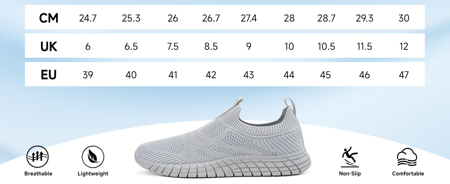 Сліпони чоловічі без шнурівки, спортивні кросівки сірого кольору, дихаючі, для ходьби та бігу, розмір 45 EU