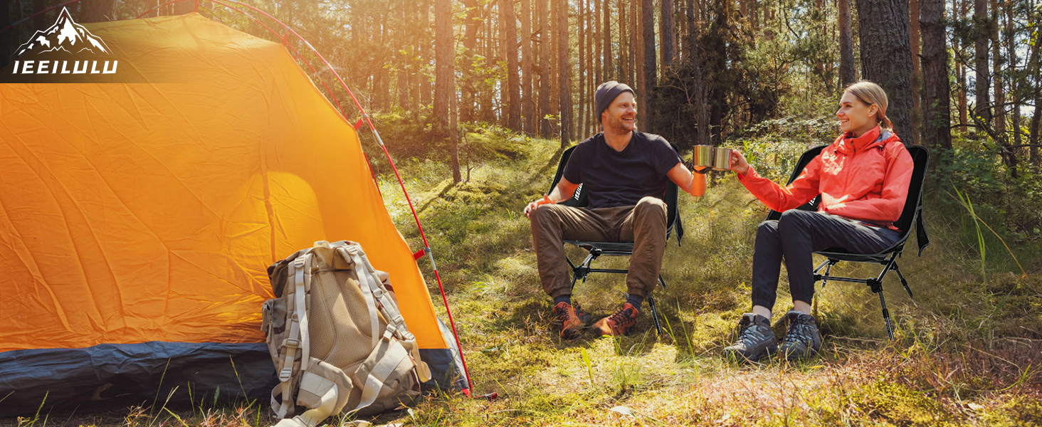 Зручний складаний стул для кемпінгу IEEILULU, 130 кг, чорний. Підходить для пікніків, риболовлі, відпочинку на природі та подорожей.