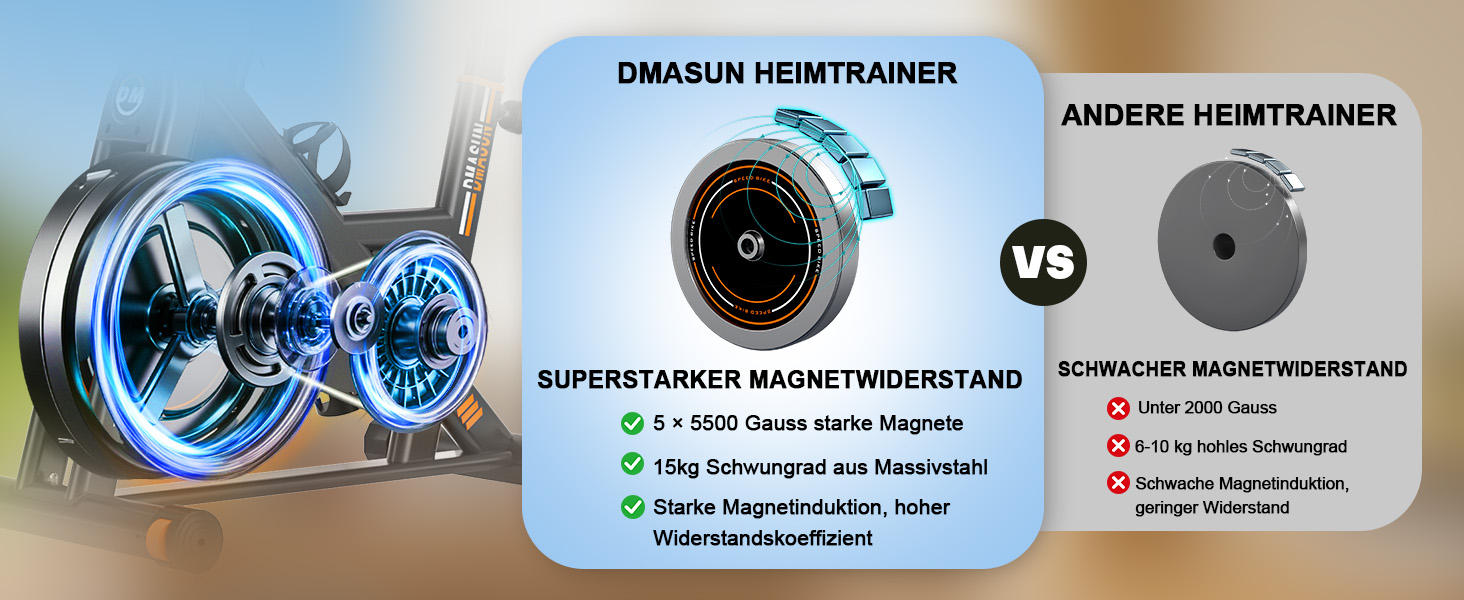 Велотренажер DMASUN: Тихий ергометр для дому з регулюванням опору, дисплеєм та підставкою для планшета. Ідеальний для кардіотренувань в приміщенні. Максимальне навантаження: 160 кг, колір - помаранчевий.