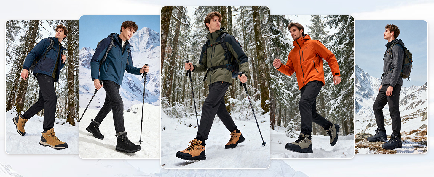 Чоловічі зимові черевики AX BOXING: утеплені, трекінгові, для хайкінгу, антиковзання, теплі снігові черевики, 41-46 EU (темно-жовтий, 46 EU)