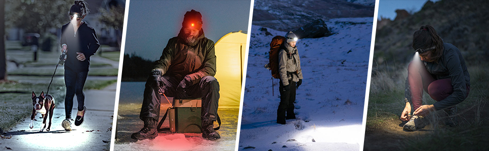 Налобний ліхтар HOSONIC LED з червоним та білим світлом, 2 шт. Водостійкий, 4 режими. Підходить для дітей, дорослих, кемпінгу, бігу, риболовлі.