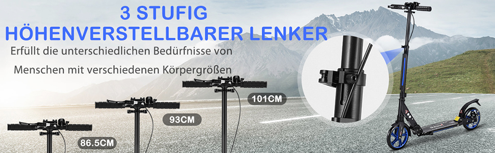 COSTWAY Розкладний електросамокат з дзвіночком та підніжкою, регульована висота керма, для дітей та дорослих (блакитний)