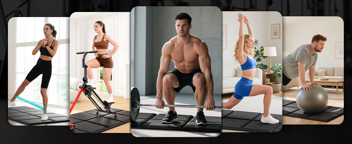 Килимок захисний під бігову доріжку та тренажери Yoleo, 160x75 см, шумопоглинаючий та протиковзкий килим для підлоги під велотренажер, еліпс та лавку для гантелей, чорний