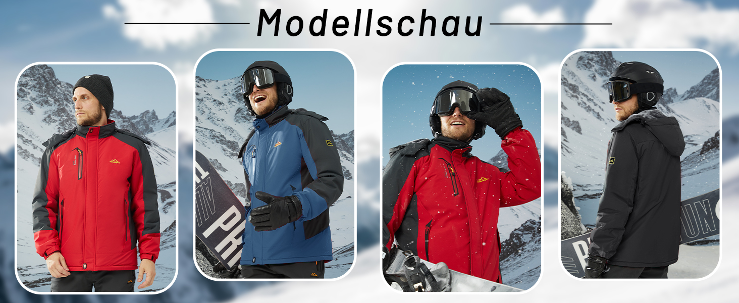 Зимова куртка KEFITEVD для чоловіків: водонепроникна, тепла, з капюшоном, Softshell, флісова, червона, XL