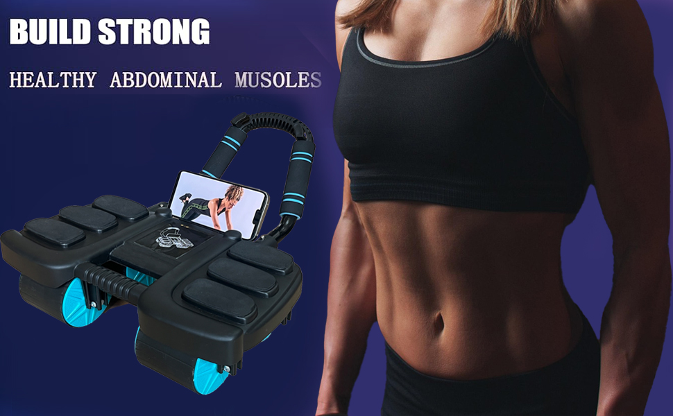 Аб'ютер (Ab Roller) для пресу з наколінником, автоматичний, 6 упорів для ліктів, 4 колеса, тренажер для пресу для дому