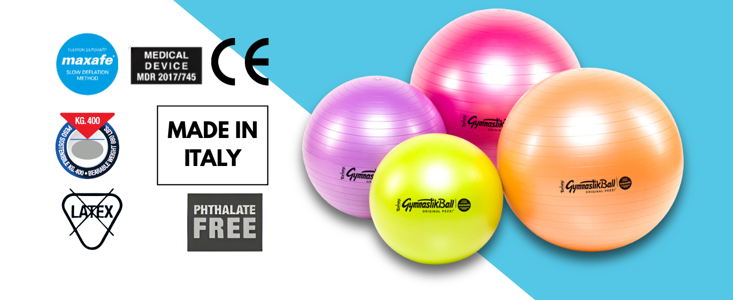 Гімнастичний м'яч Pezzi Maxafe: діаметри 42, 53, 65, 75 см, всі кольори, з насосом ATC, до 400 кг, фітнес, реабілітація, терапія, гімнастика, офісний м'яч, 65см, 42см, фуксія