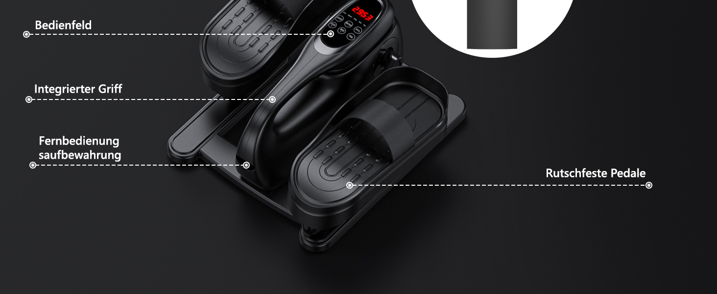 MOMODA Міні електричний тренажер для дому, компактний еліптичний тренажер під стіл, дисплей, 12 швидкостей, тихий та портативний, для дорослих та людей похилого віку