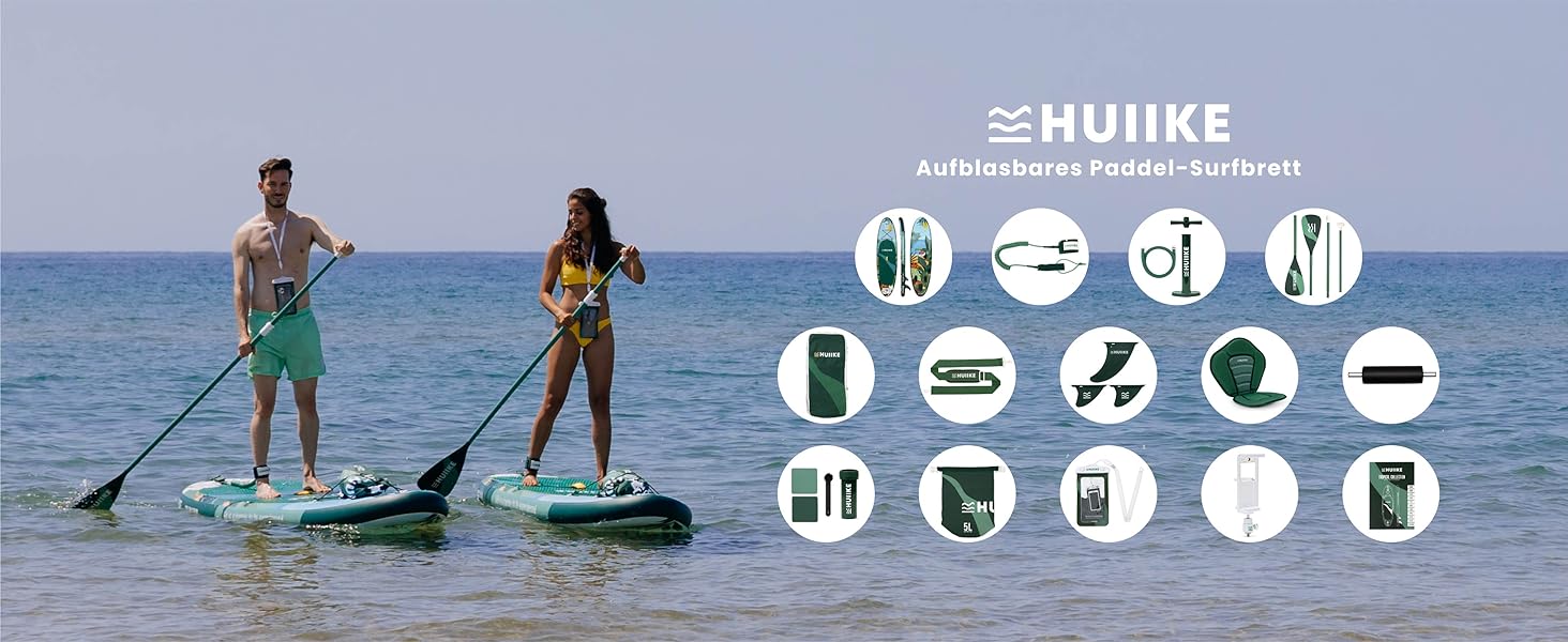 Високоякісні аксесуари для веслування Stand Up - HUIIKE Sup Board, дошка для веслування стоячи з подвійним використанням весла та сидіння для байдарки Веслування стоячи з великою стабільністю Весло стоячи (тропічне)