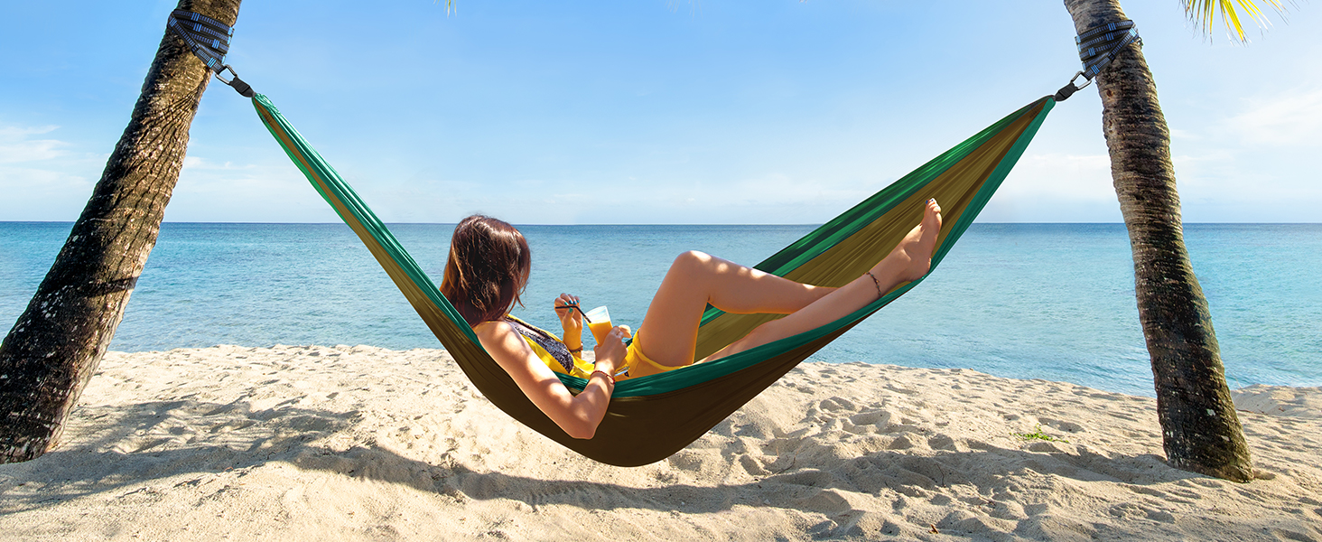 Гамак Glymnis Ultraleicht Outdoor - легкий туристичний гамак для відпочинку на природі з тросами та карабінами (до 300 кг)