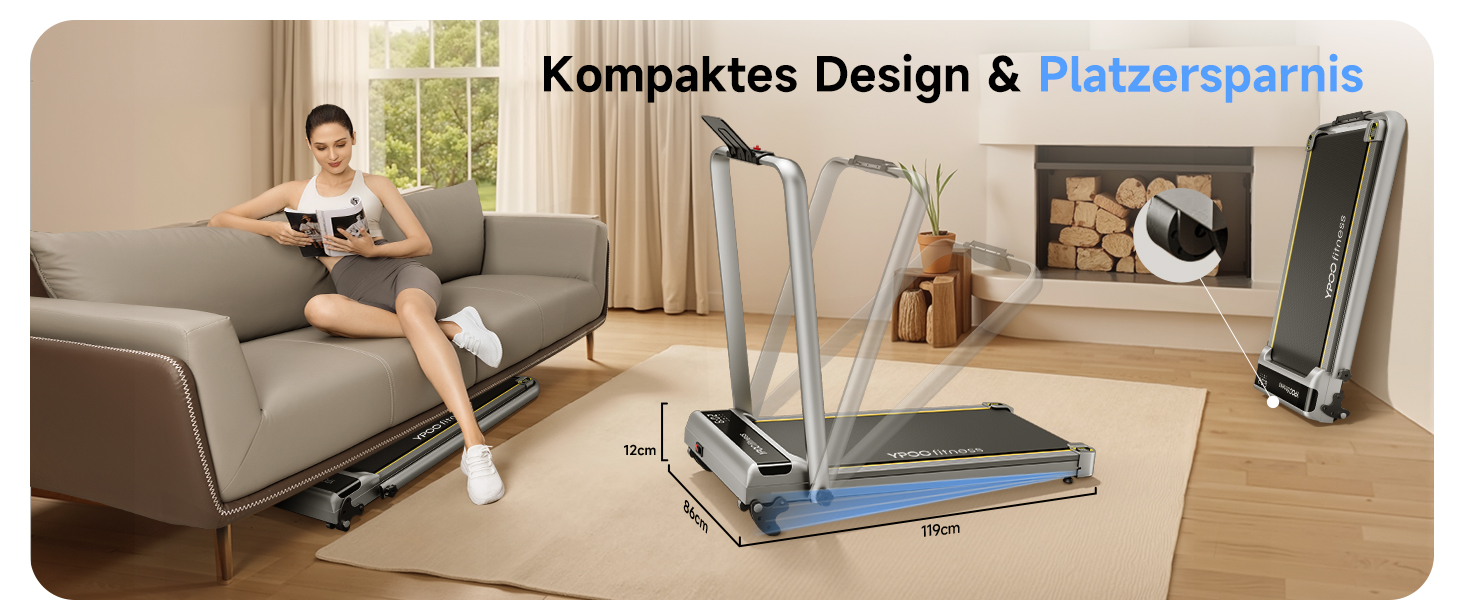 Лягувальне бігове полотно YPOO з регулюванням нахилу, 140 кг, тихе для дому/офісу, швидкість 0.8-8 км/год, з LED-дисплеєм, пультом та APP