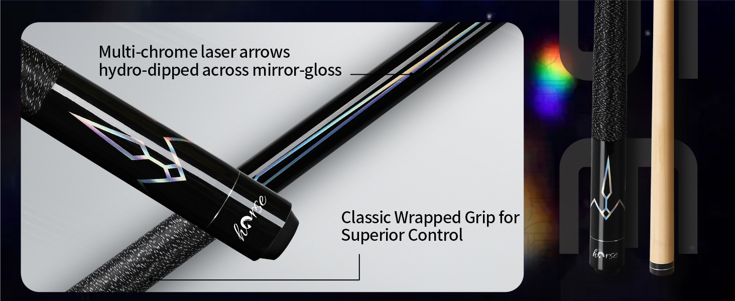 Більярдний кий Horse Billiard з наконечниками 13 мм, 147 см, 2 рукавички та 2 крейди, для дорослих, акорн/горіх, 540г