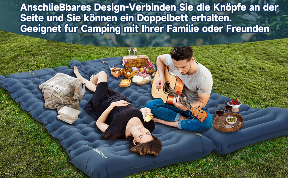 Каремат туристичний HAUSPROFI самонадувний, ультралегкий, з помпою та подушкою, армійний камуфляж (темно-синій)