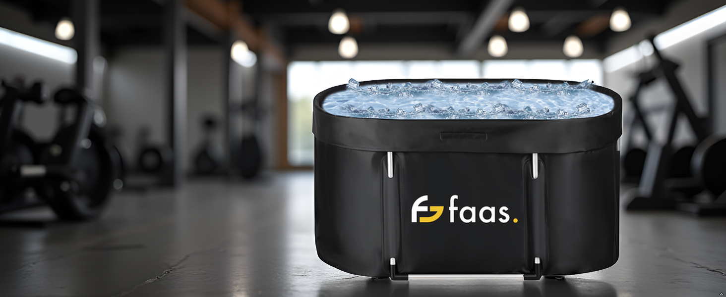 Зручна складана ванна для криотерапії Faas Eisbad XL 420L – Чорна, з кришкою та зливом, 420 літрів