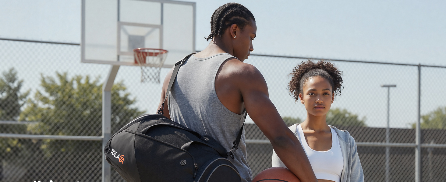 Спортивна сумка Tolaccea з відділенням для взуття та мокрого одягу, 47L, чорна. Ідеальна для фітнесу, тренувань, басейну та подорожей