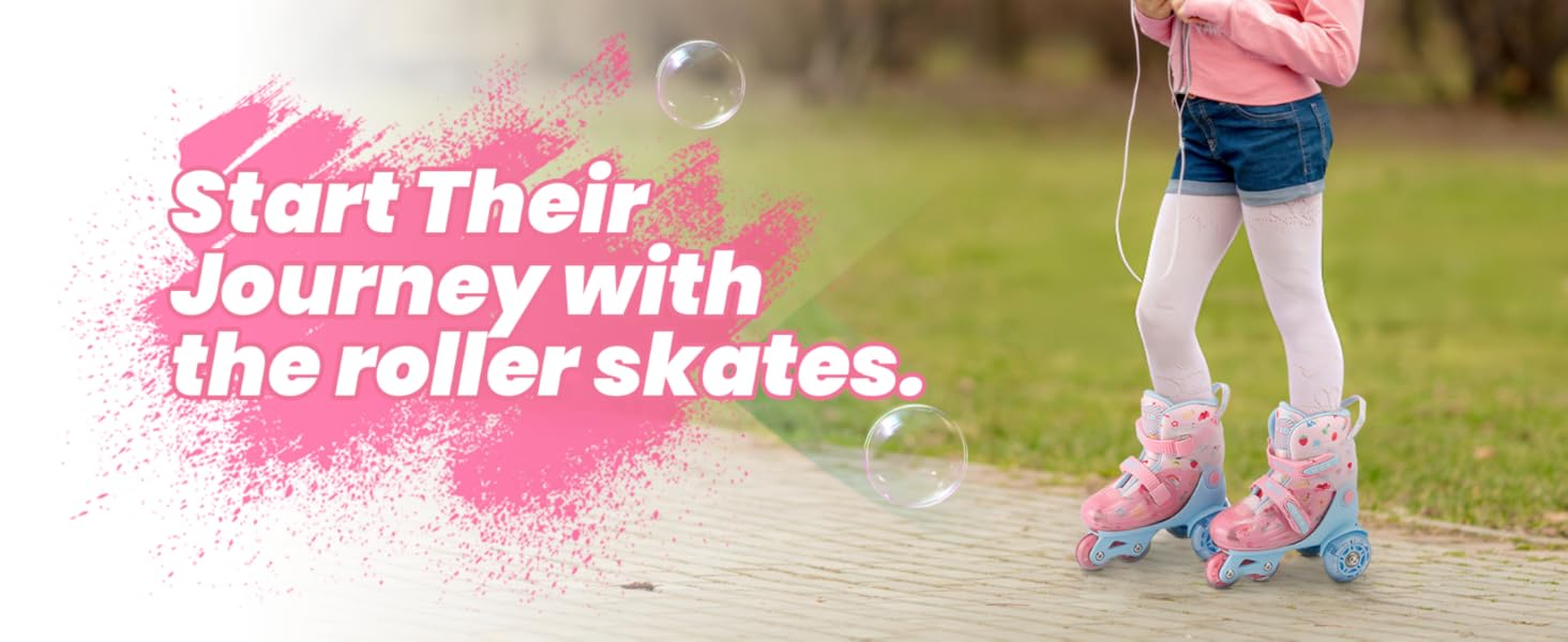 Дитячі ролики для дівчаток, 4 розміри, регульовані, безпечні, дихаюче матеріалу, легкі, для початківців (fruit, XS: 25-27.5 EU)