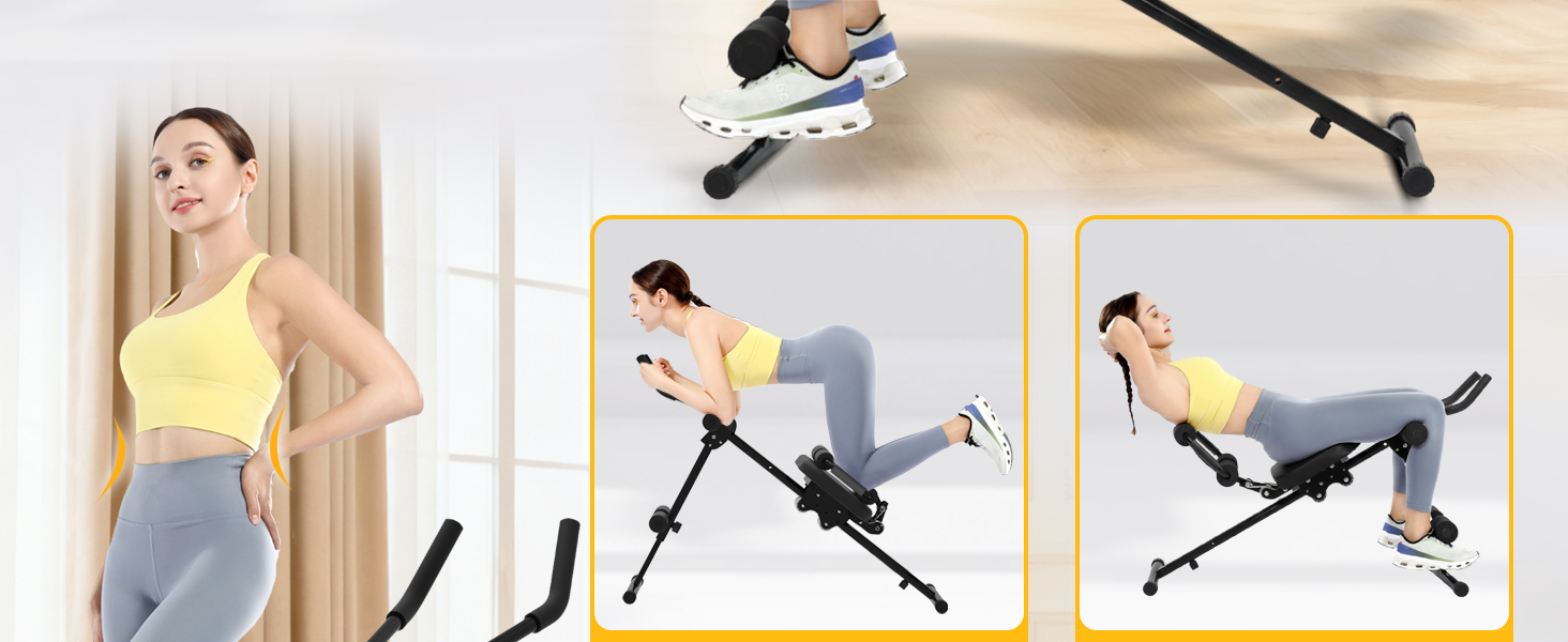 Тренування пресу GuuG: компактний тренажер для дому. Зручний, складаний, для чоловіків та жінок. Чорний колір.