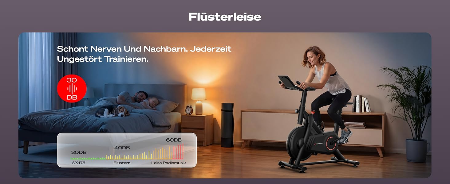 Велотренажер Sportstech SX175: Індоор-велосипед для дому з регулюванням магнітного опору, LED-дисплеєм, підтримкою додатків та вагою до 120 кг